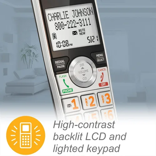Vista 18 de AT&T CL84207 DECT 6.0 Teléfono con cable de 2 teléfonos para el hogar con largo alcance, contestador, bloqueo de llamadas, locutor de identificación