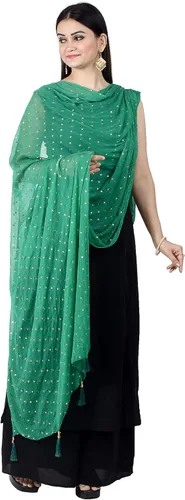 Vista 2 de Chandrakala Chal Dupatta de gasa para mujer, chal envolvente Chunni, beige (D191-P)