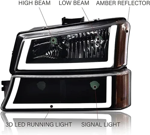 Vista 8 de PIT66 Conjunto de faros delanteros LED compatible con Chevy Silverado Avalanche 2003-2006 1500 2500 3500 HD modelo (solo apto sin revestimiento)