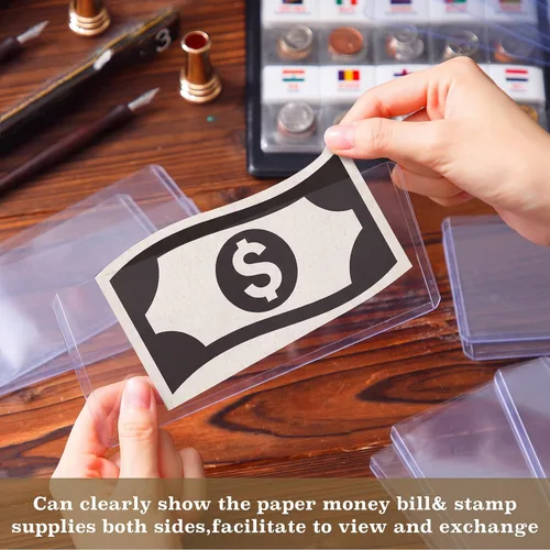 Vista 2 de Yexiya 600 soportes para billetes de dólar de PVC, fundas protectoras transparentes para billetes, 6.9 x 2.95 pulgadas
