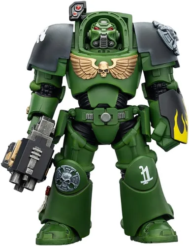 Vista 11 de JOYTOY Warhammer 40K 1/18 Figura de acción Salamanders Terminator 1 con espada de poder y bolter de tormenta modelo de 5.6 pulgadas, regalo