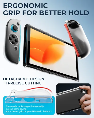 Vista 7 de Pro Controllers Accessories Bundle for Nintendo Switch 2 18-in-1: Carrying Case, Screen Protector, Thumb Grip for Joycon, Dockable Console