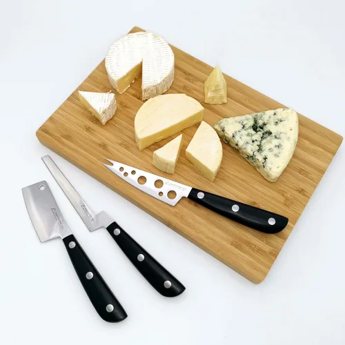 Vista 7 de Cuchillo para Queso - MATTSTONE HILL Cuchilla para Queso, Cortador de Queso Duro, Acero Inoxidable Premium, Mango Negro