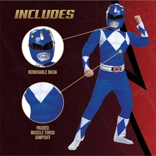Vista 4 de Disfraz de Rangers azul para niños de Power Rangers