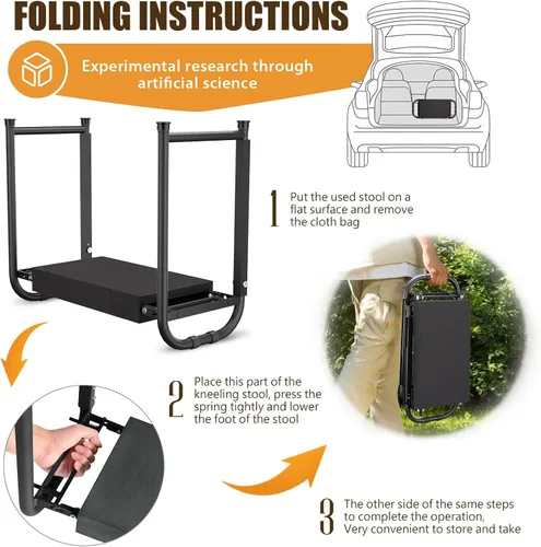 Vista 7 de seasky Rodillero y asiento plegable para jardín, banco de jardinería antivuelco, almohadilla gruesa y suave, taburete de jardinería resistente