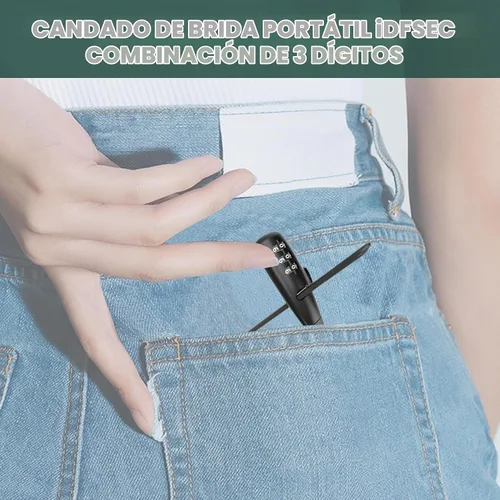 Vista 4 de Cerradura de bicicleta con brida de cremallera, bloqueo de cable ajustable con núcleo de acero inoxidable, bloqueo de cable multiusos para asegurar
