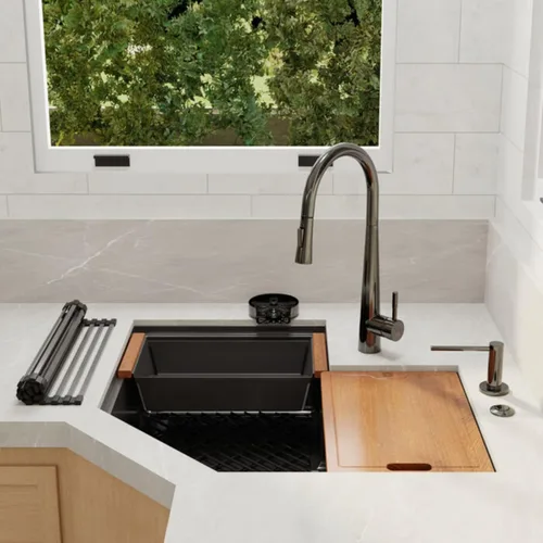 Vista 8 de Strictly Sinks Fregadero de Cocina Esquinero de 30 Pulgadas Bajo Encimera – Fregadero Mariposa Bajo Encimera de Acero Inoxidable Calibre 16