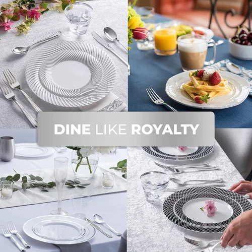 Vista 3 de Stock Your Home 125 tenedores desechables de plástico resistente, cubiertos de plástico elegantes que parecen cubiertos reales, utensilios perfectos