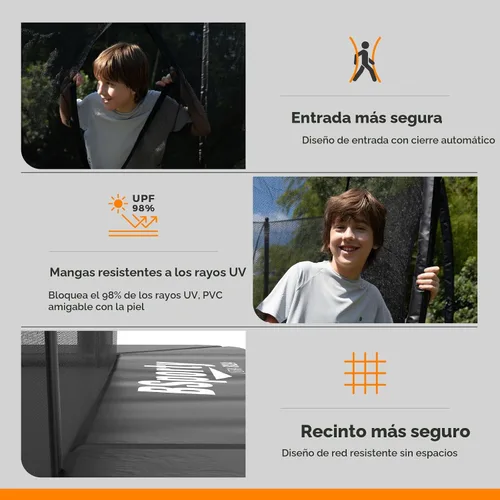 Vista 5 de Trampolín Rectangular de Aire 8X14FT Capacidad de Peso 1800LBS Gimnasia al Aire Libre Trampolines Cuadrados de Servicio Pesado con Cerramiento