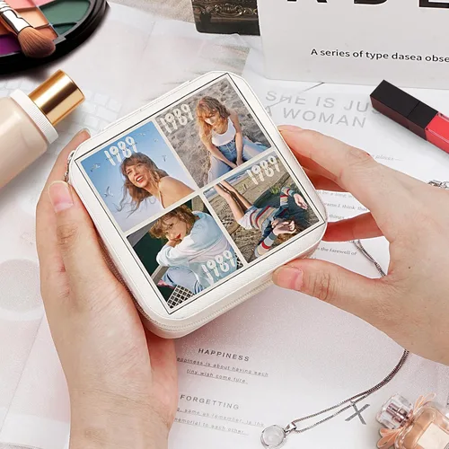 Vista 4 de Singer Merch - Joyero de viaje, cajas de joyería portátiles personalizadas para fanáticos de la música, organizador de joyas puede contener anillos