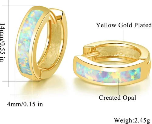 Vista 71 de CiNily Aretes Huggie de ópalo con bisagras, chapados en oro, hipoalergénicos, pequeños aretes de aro para mujeres, adolescentes, niñas, hombres