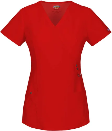 Vista 9 de Dickies Xtreme Stretch Mujer Scrubs Top Mock Wrap 85956 Negro