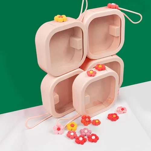 Vista 6 de Organizador de cintas para el cabello, caja pequeña de viaje, 5 piezas para niñas, organizador de alfileres para el cabello, soporte de viaje