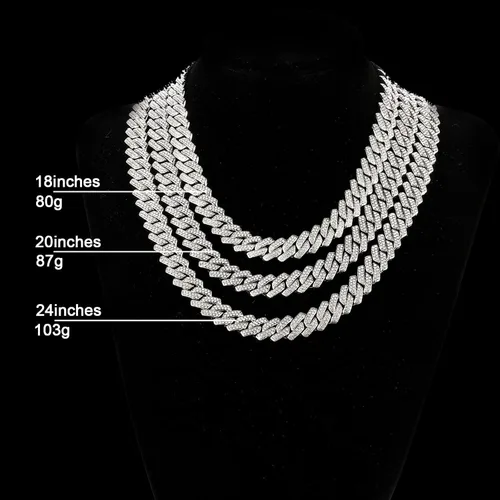 Vista 4 de Saintda Cadena de eslabones cubanos para hombre, diseño de Miami, cadena de diamantes brillantes, joyería de hip hop con caja de regalo para mujer