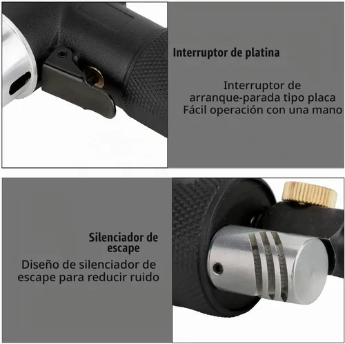 Vista 6 de Valianto Mini lijadora neumática de 2 pulgadas y 3 pulgadas, pulidora neumática excéntrica orbital aleatoria de doble acción con placa de rosca M6