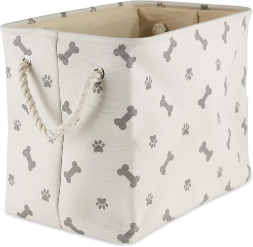 Vista 20 de Bone Dry Pet Storage Collection - Estampado de patas y huesos, rectángulo pequeño, 14 x 8 x 9 pulgadas, color negro