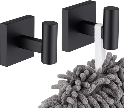 Vista 13 de KOKOSIRI Ganchos para batas de baño, ganchos para toallas, ganchos montados en la pared, accesorios de baño, paquete de 2 unidades, color negro