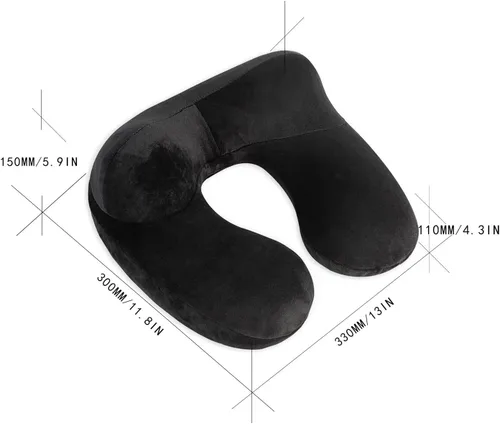 Vista 6 de Almohada inflable de viaje, soporte de almohada para el cuello para viajes, aviones, automóviles y oficinas con bolsa de transporte compacta, funda
