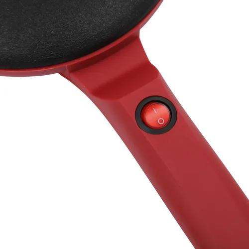 Vista 3 de Crepera Electrica - Máquina eléctrica para crepes de 8 pulgadas, sartén antiadherente portátil roja con asa y bandeja extraíble, Crepera Electrica