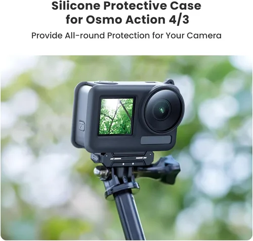 Vista 8 de Funda para cámara Action 4 Action 3, funda para cámara con silicona, correa para el cuello, cobertura completa, acceso a componentes de batería