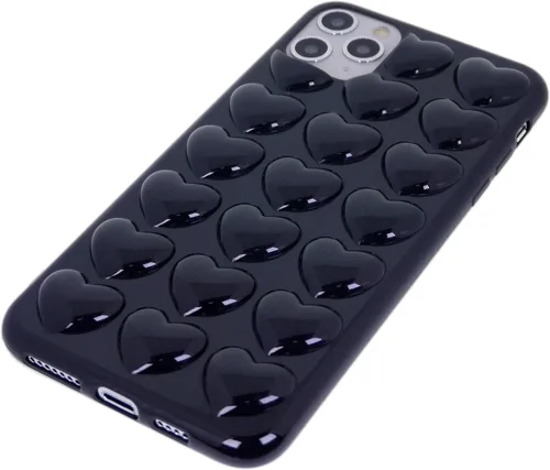 Vista 9 de Funda para iPhone 11 para mujer, funda de gel Kawaii 3D Pop Bubble Heart Kawaii, linda funda para iPhone 11 de 6.1 pulgadas, color negro