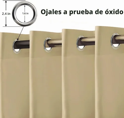 Vista 2 de OutdoorLines Cortinas impermeables para interiores y exteriores para patio – Panel de cortina de privacidad y bloqueo solar con ojales, resistente a