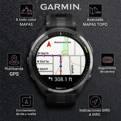 Vista 5 de Garmin Forerunner 965 - Reloj inteligente premium para correr y triatlón con GPS de 47mm, pantalla táctil AMOLED, bisel de titanio DLC gris carbón
