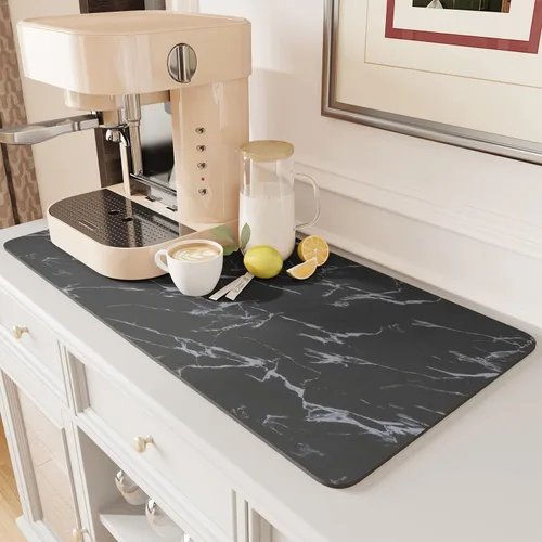 Vista 36 de AMOAMI Tapete de café absorbente con parte trasera de goma para secar platos para encimera de cocina, accesorios de bar para debajo de la cafetera