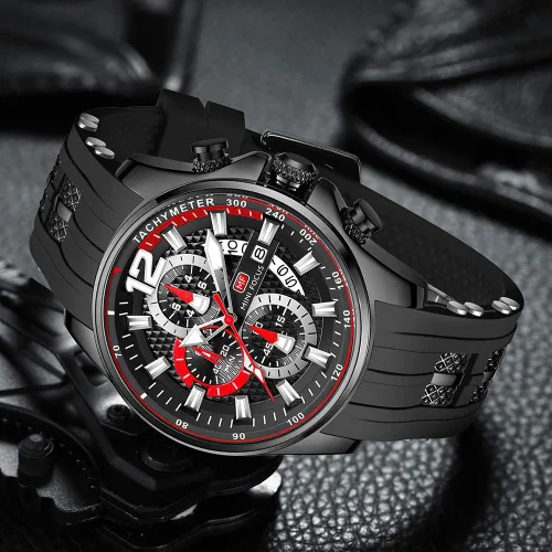 Vista 4 de Relojes de pulsera mini para hombre, cronógrafo de cuarzo con correa de silicona, impermeable, luminoso, con fecha automática