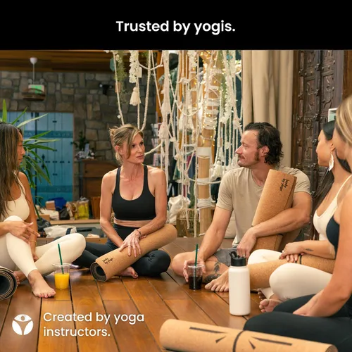 Vista 7 de Tapete de yoga de corcho de lujo, antideslizante, agarre extragrueso. Más grueso, más largo y más ancho para más comodidad y apoyo. Lo