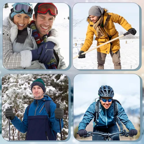 Vista 7 de Newcotte 3 pares de guantes de invierno ligeros para correr para pantalla táctil, forro cálido, guantes térmicos para clima frío para hombres