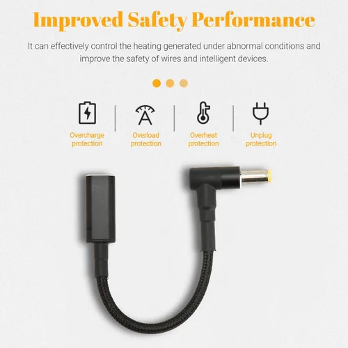Vista 4 de Yunseity Tipo C USB C hembra entrada a DC Power PD Cable, 0.217x0.098 in PD 100W 20V/5A chip USB C hembra a macho adaptador de carga 90 grados