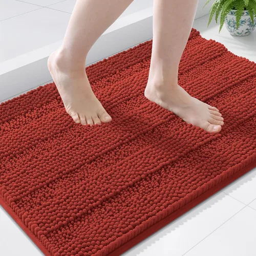 Vista 110 de Grandaily Alfombras de baño de felpilla a rayas de 24 x 16 pulgadas, extra gruesas y suaves, absorbentes, parte trasera de goma, alfombra de ducha