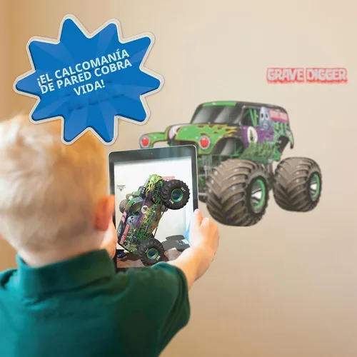 Vista 4 de Wall Palz Monster Jam - Calcomanías de pared de 23 pulgadas con interacción de realidad aumentada 3D, decoraciones de pared para despegar y pegar
