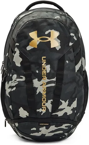 Vista 24 de Under Armour Mochila Hustle 5.0 unisex (004) negro / negro jaspeado medio / brillo dorado metálico