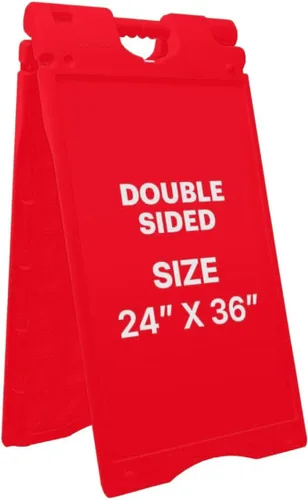 Vista 10 de Jumbl Letrero sándwich con marco en A para exteriores, superficie de visualización de 24 x 36 pulgadas, con protector de letrero de PVC y agujeros