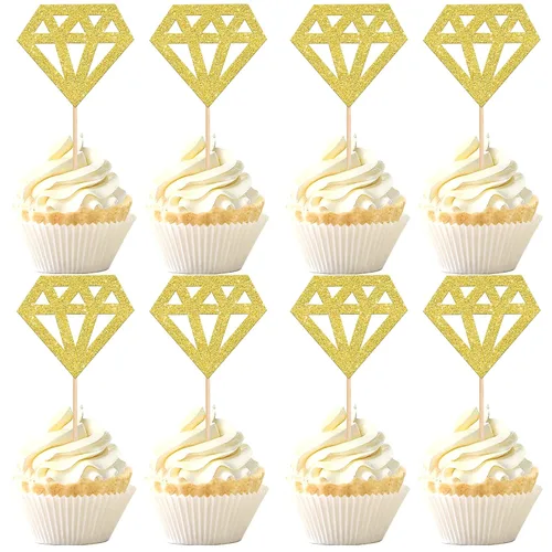 Vista 14 de 24 piezas de decoración para cupcakes con anillo de corazón, para despedida de soltera, bodas, compromisos, despedidas de soltera, suministros