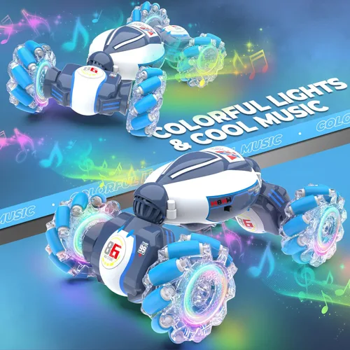 Vista 2 de Coche RC de Acrobacias con Detección de Gestos - Juguetes para Niños de 6 a 12 años, Coche RC Gira 360° 4WD Controlado a Mano con Luz y Música