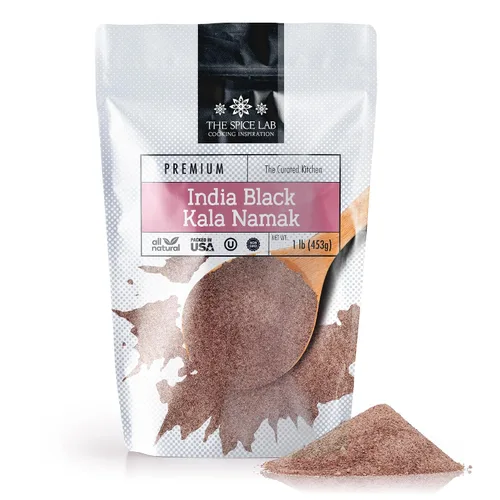 Vista 9 de The Spice Lab Kala Namak Sal negra – Sal india del Himalaya en tarro francés – Condimento puro vegano Kala Namak para revueltas de tofu – Sabor
