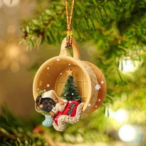 Vista 51 de Adornos de acrílico de encargo de la Navidad del nombre del perro, forma 2D personalizada para los amantes del perro Bulldog