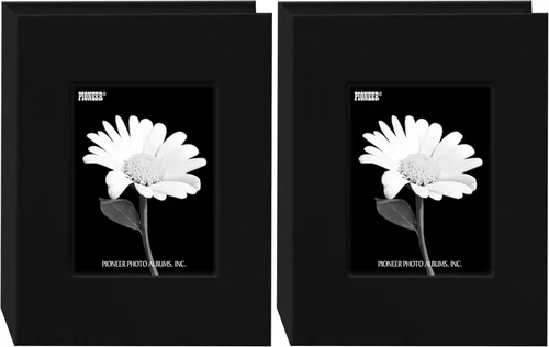 Vista 4 de Pioneer Photo Albums Mini álbum de fotos con cubierta de marco de tela, 24 bolsillos para fotos de 4 x 6, color negro profundo