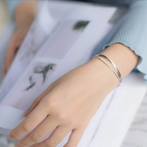 Vista 5 de FarryDream Pulsera de plata de ley 925 elegante de eslabones para mujeres adolescentes y niñas pulsera de serpiente regalos de Navidad Plata