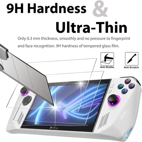 Vista 4 de Paquete de 2 Protector de pantalla para ASUS ROG Ally Gaming Handheld RC71L - Protector de pantalla de vidrio templado de dureza 9H antiarañazos