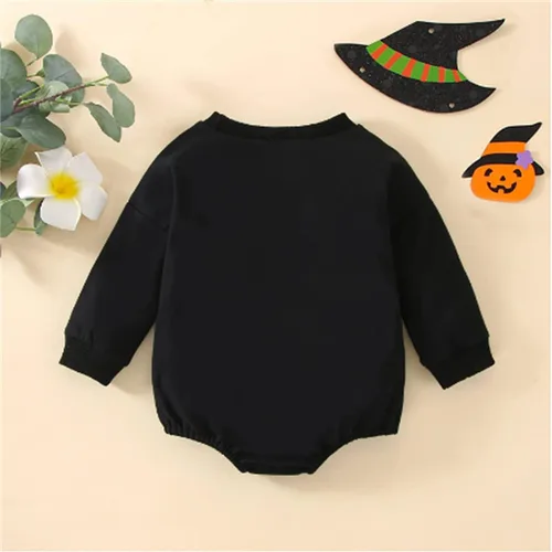 Vista 4 de Twopumpkin Disfraz de bruja de manga larga para bebé niño, disfraz de Halloween