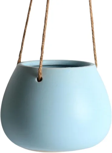 Vista 6 de Moyishi Maceta colgante decorativa de cerámica maceta maceta de agua para plantas jarrón interior y exterior macetas Deco (negro)