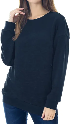 Vista 11 de Smallshow Sudadera de maternidad con capucha para lactancia, manga larga, para mujer Negro
