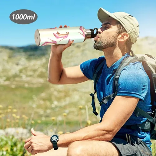 Vista 7 de Elegant Pink Butterflies Insulated Water Bottle 32 Oz Leakproof Water Bottles, BPA-Free Sport Water Bottle