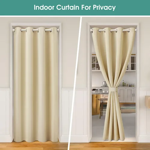 Vista 7 de HOMEIDEAS Cortinas beige para puerta, cortina de privacidad con ojales para dormitorio, 39 pulgadas de ancho x 78 pulgadas de largo, cortinas opacas