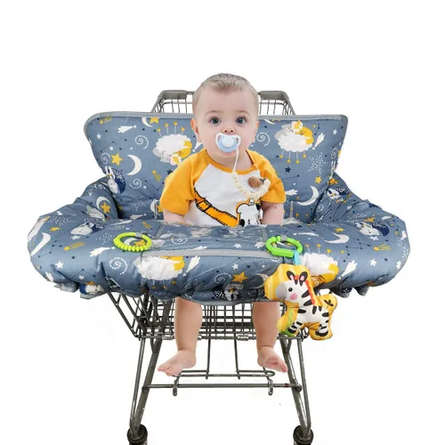Vista 2 de Funda para carrito de compras, cubierta de carrito para bebés, Funda acolchada para silla alta, cojín de asiento reversible dividido, bolsa