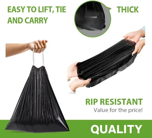 Vista 19 de Bolsas de basura de 7 galones, 100 unidades, bolsas de basura con cordón resistentes de Teivio, bolsas para papeleras de baño, bolsas de plástico